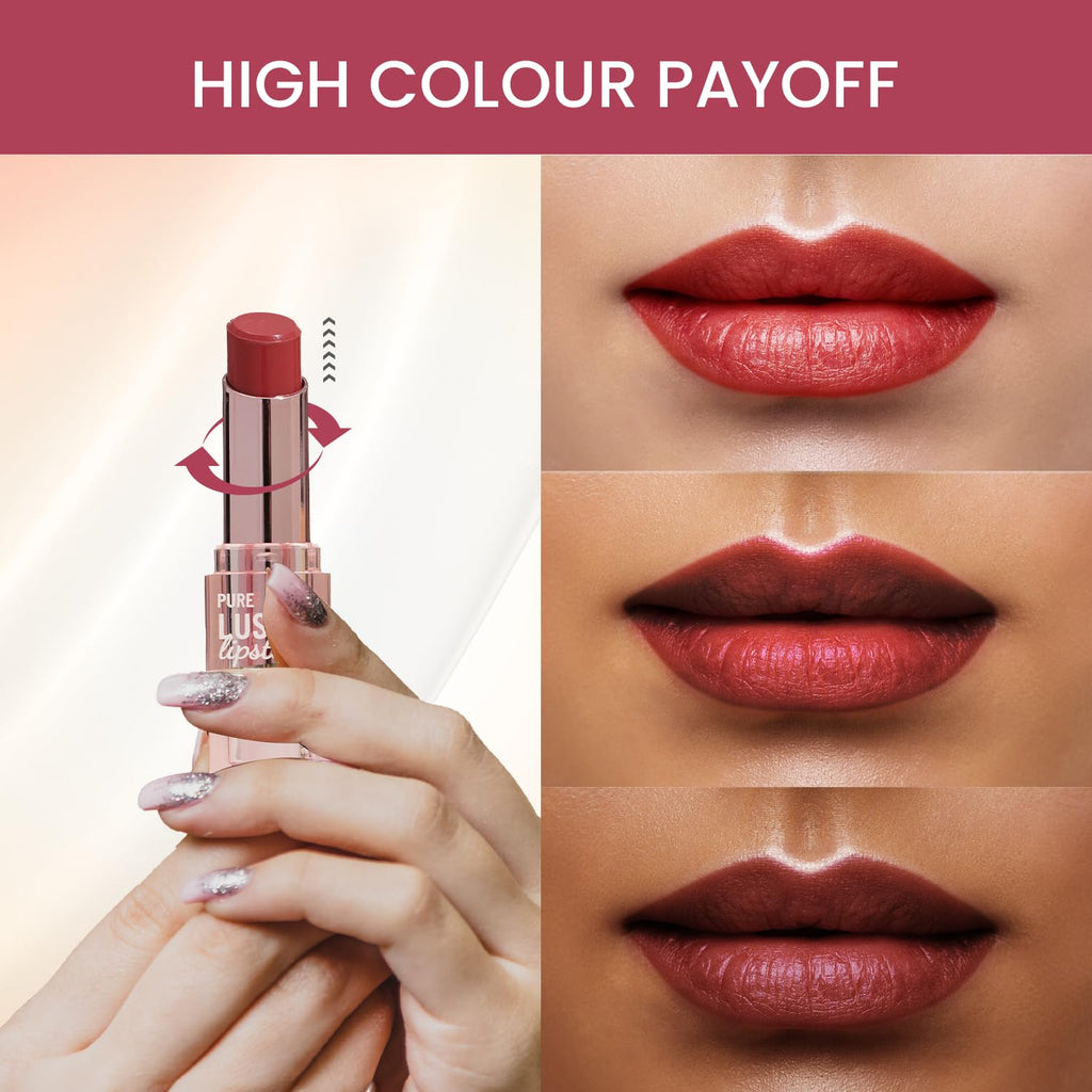 Swiss Beauty Pure Lustre Lipstick | High Shine Finish | Smooth Glide | With Olive Oil & Vitamin E | Hydrating | Shade- True Nude, 3.8gm
