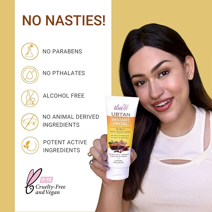 Iba Ubtan Instant Facial 3 in 1 Wash, Scrub & Mask - 100 Gms