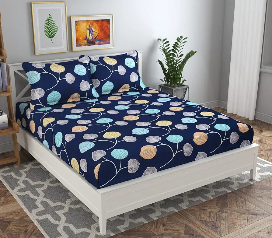 HomeKart Prime Collection Microfiber bedsheet for Double Bed with 2 Pillow Covers Breathable and Soft Touch 164 TC Pattren Floral Color Light Green