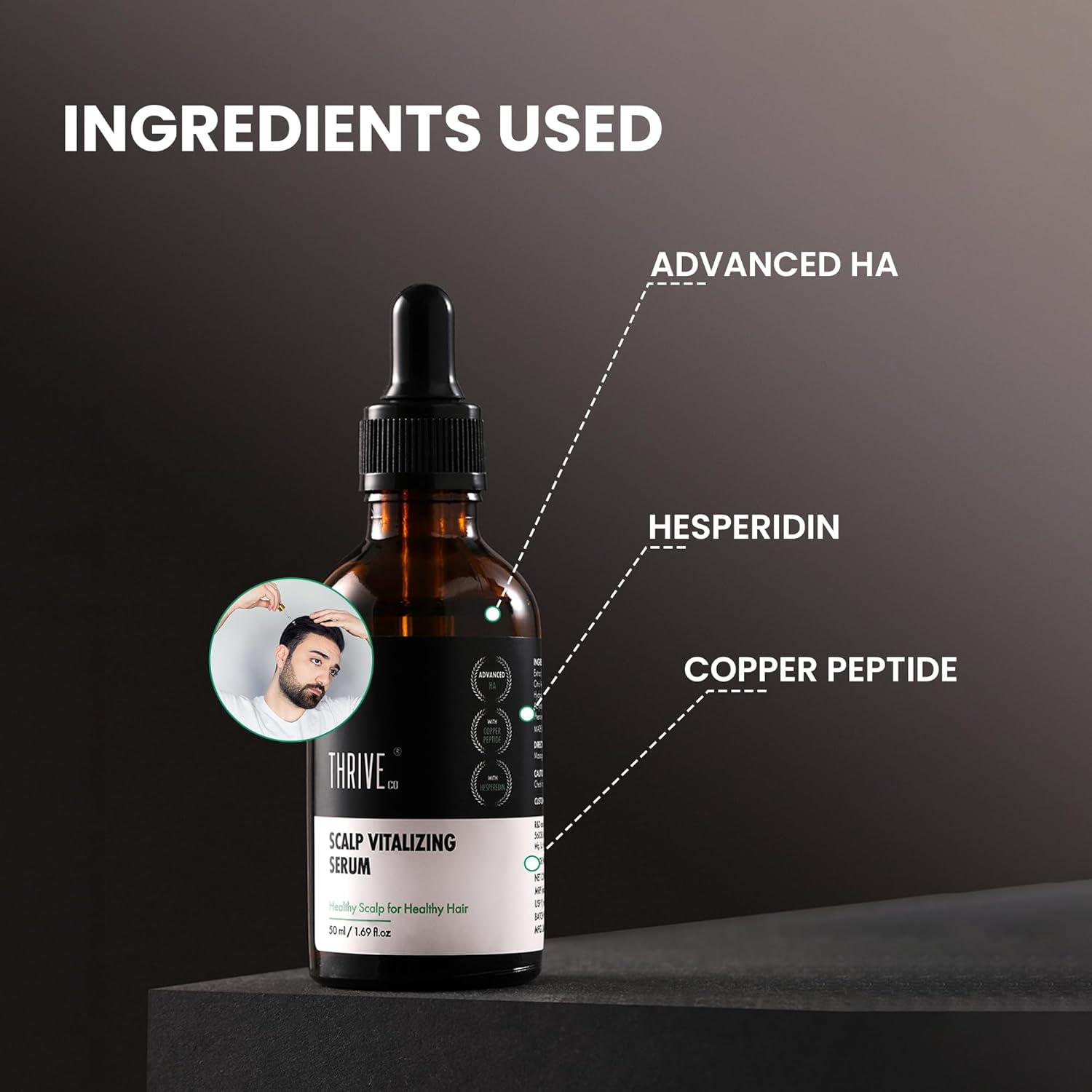 ThriveCo Scalp Vitalizing Serum | Tightens Scalp Skin, Combats Inflammation, Gives Hydration, Prevents Hair Breakage, Makes Hair Stronger From The Roots & Promotes Hair Growth | For Men & Women | 50ml