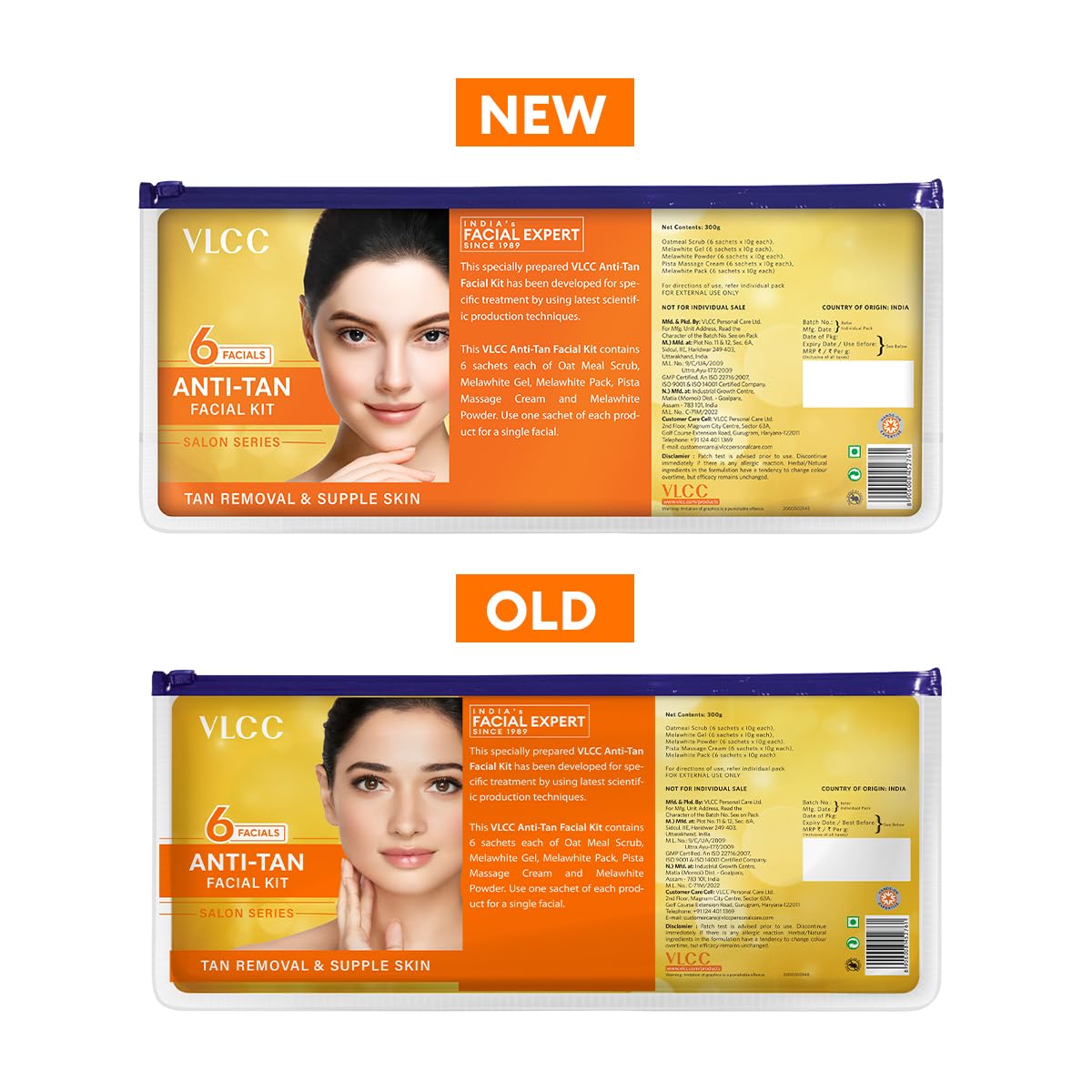 VLCC Salon Series Anti Tan Facial Kit ( 6 Facials ) - 300g - At Home Anti-Tan Facial Kit | Fights Sun Tan, Uneven Skin Tone | Refines and Brightens Skin Tone For Glowing Complexion