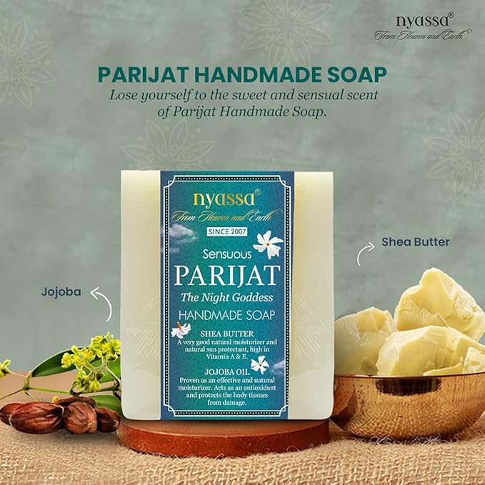 Nyassa Luxurious Parijat Handmade Natural Bathing Soap - 150 Gms
