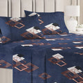 BSB Home Premium Double Bedsheet with 2 Pillow Covers 160 TC Supersoft Microfiber 3 Pcs Set Blue and Brown