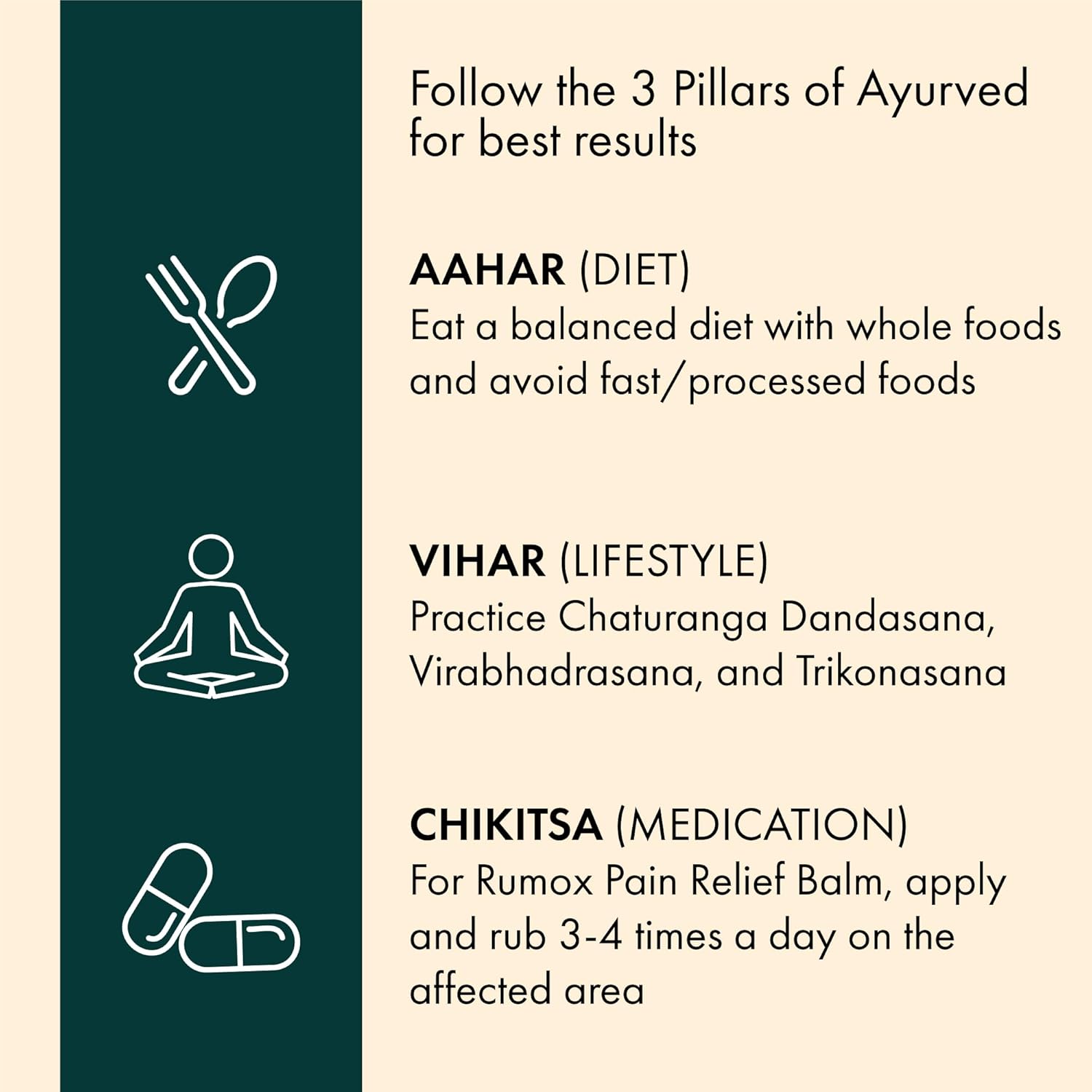 Dr. Vaidya's Rumox Pain Relief Balm | For Head Ache, Body Pain, Joint & Muscle Pain | Mix Of Oils - Mahanarayan, Cajuput, Wintergreen | (50g Each)