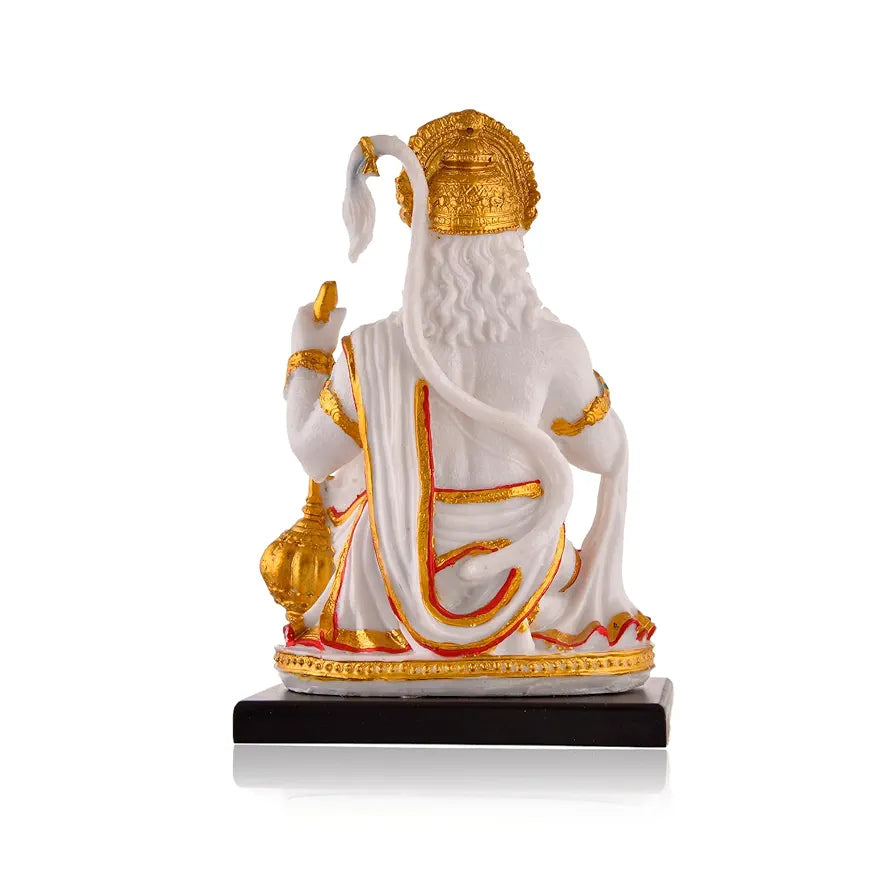 CraftVatika Hanuman Ji Marble Dust Murti Idol Poly Marble Sitting Bajrang Bali Hanuman Ji Blessings