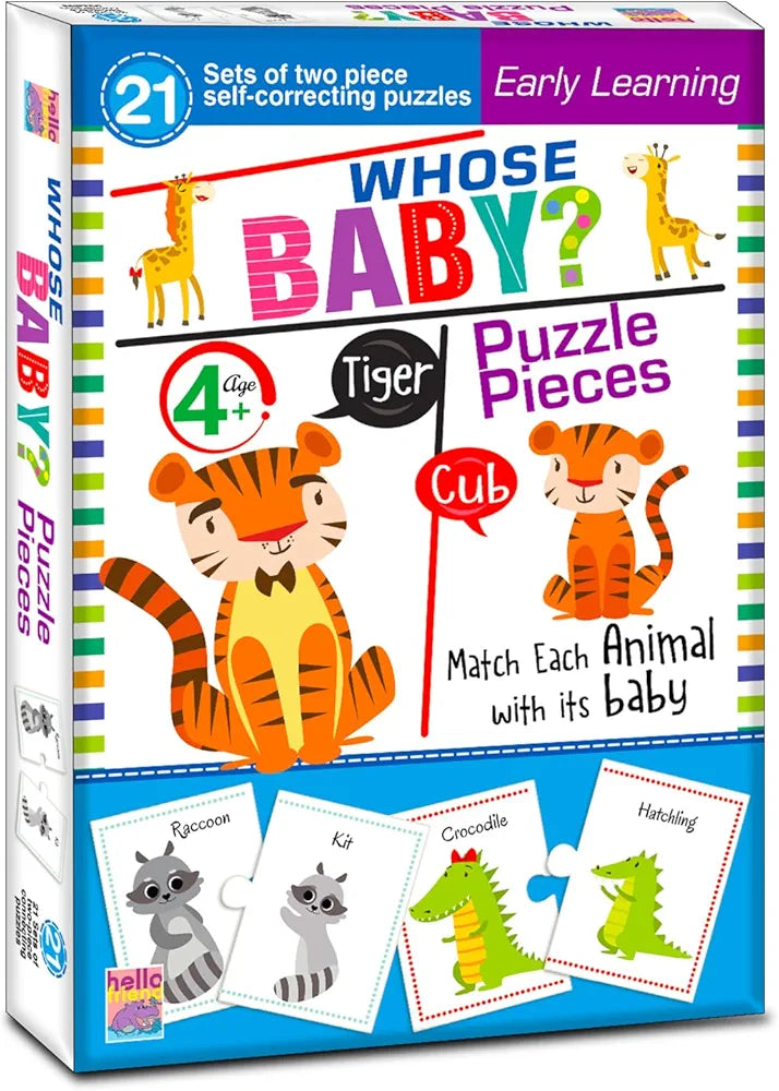 Hello Friend Whose Baby Jigsaw Puzzle? Connecting 2-Piece  for Kids, Childrens and Toddlers – Early Learning Educational