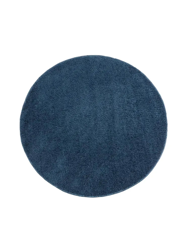Saral Home Neon Shaggy Yarn Anti-Skid Round Mats Colour Blue