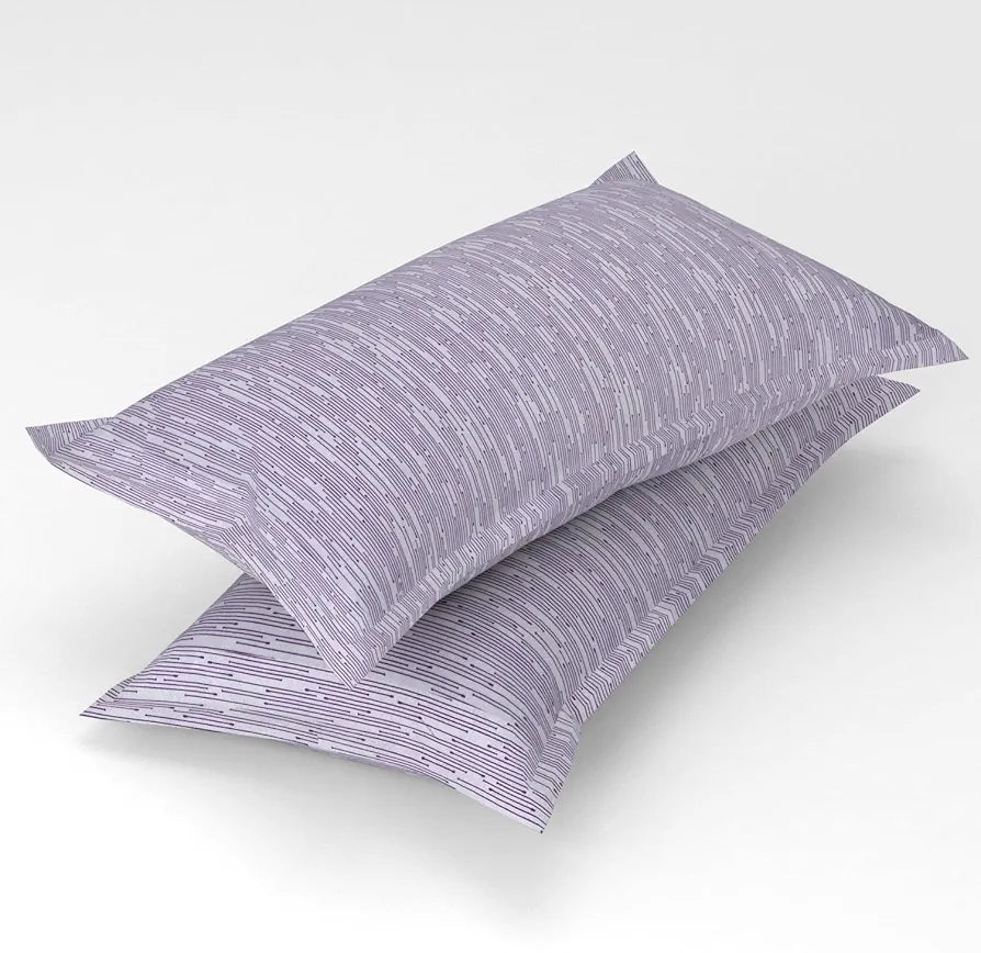 Homefab India 210 TC Glace Cotton King Size BedSheet with 2 Pillow Covers Floral Purple