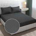 Fresh From Loom Microfiber King Size Double Geometric Bedsheet Hypoallergenic Wrinkle Free Bed Sheets with 2 Pillow Covers 144 TC Grey Barfi