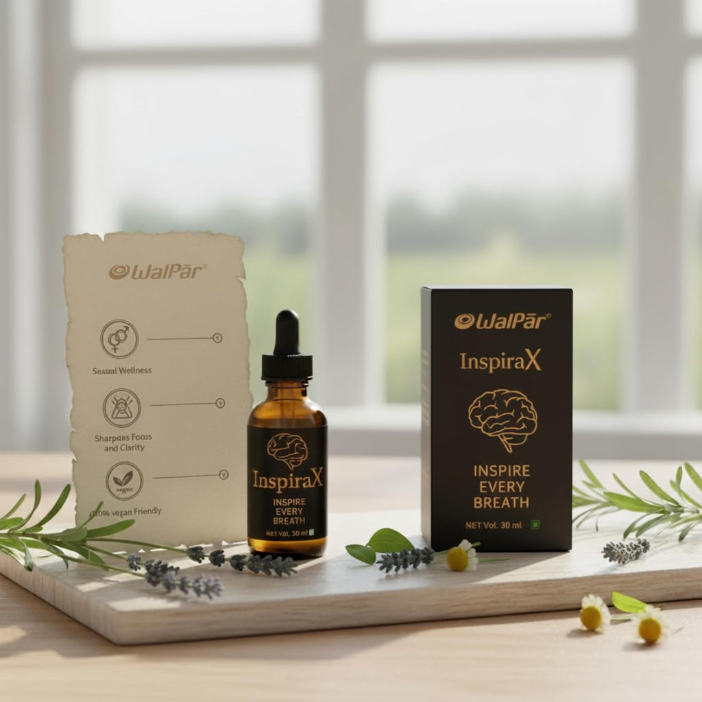 Walpar InspiraX Premium Liquid Drops | Natural Focus Energy Booster Stress Relief | Support Performance enhancer | Peppermint MCT Oil | Vegan WHO-GMP Certified | 60 Servings