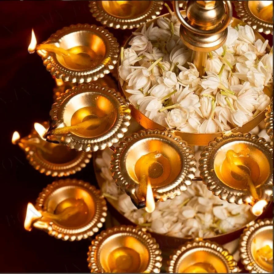 The Purple Tree Beautiful Two Layer Diya Urli Decorative Bowl for Floating Flowers and Tea Light Candles