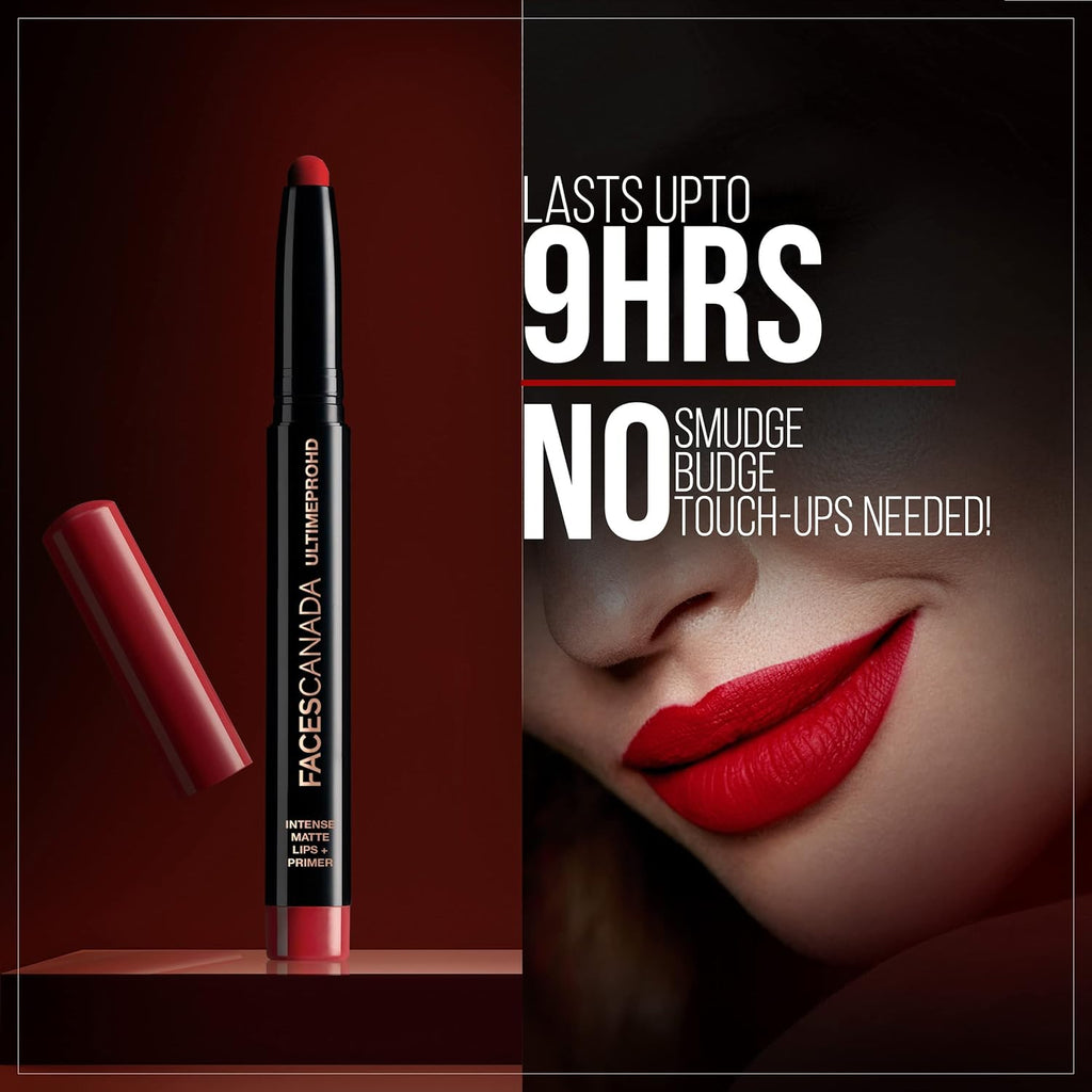 FACES CANADA Ultime Pro HD Intense Matte Lipstick + Primer - Magnetic (Nude), 1.4g | 9HR Long Stay | Flawless HD Matte Finish | Intense Color | Lightweight | Smooth Glide | Primer Infused