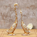 Artisyn Silver and Golden Metal Loving Kissing Swan Couple Statue Cute Love Birds Figurines Showpieces