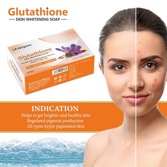 La Organo Glutathione Kumkumadi Skin Lightening & Brightening Soap - 100 Gms | Pack of 2
