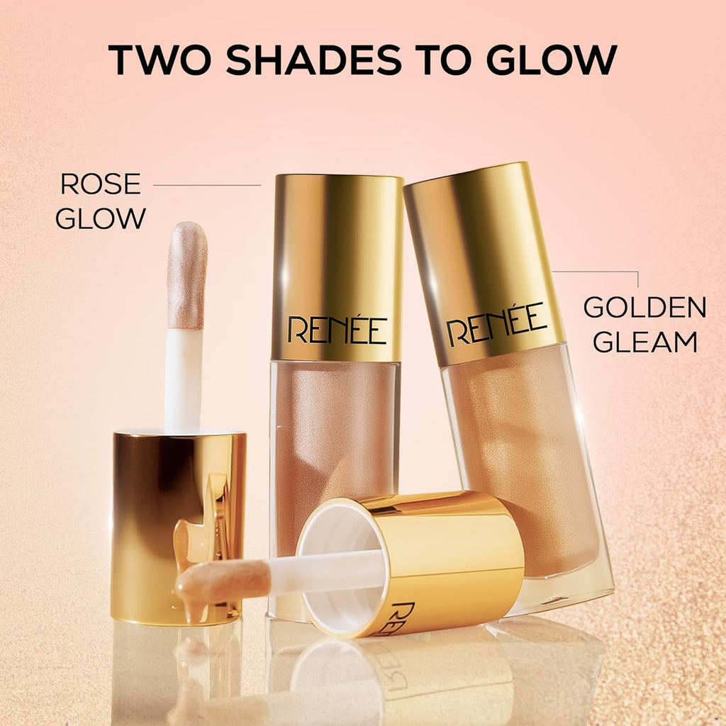 RENEE You are Glowing Liquid Highlighter for Face Makeup â€“ Rose Glow | Illuminating, Dewy Finish | Long-Lasting, Radiant, Pearly Finish | Vitamin E, Jojoba Oil Infused | 6 ml