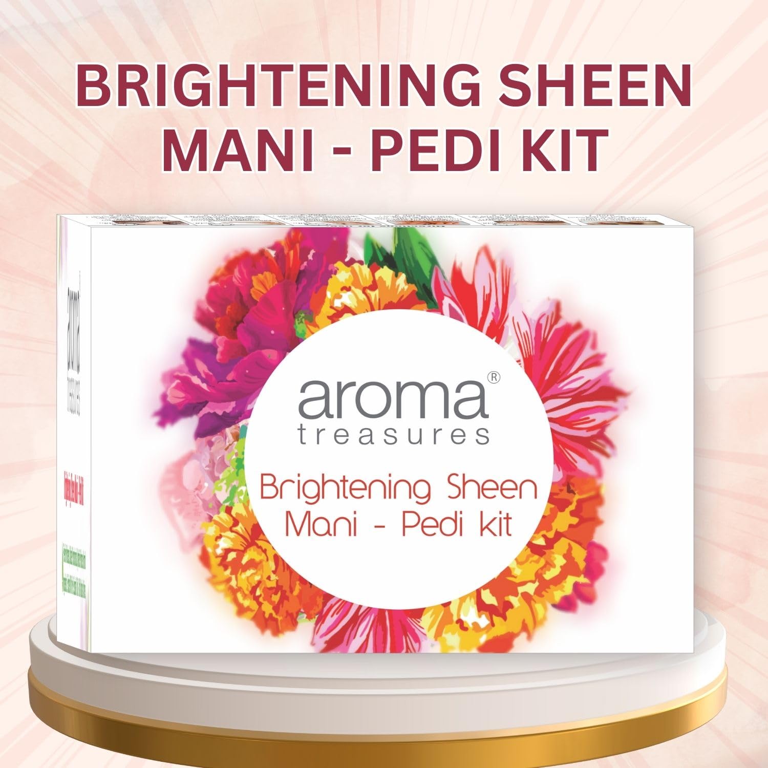 Aroma Treasures Brightening Sheen Mani-Pedi Kit |Arbutin, Lavender, Orange & Lemongrass for Skin Brightening & Tan Removal | 6-Step Manicure Pedicure Kit with Bath Salt, Scrub, Butter & Wrap