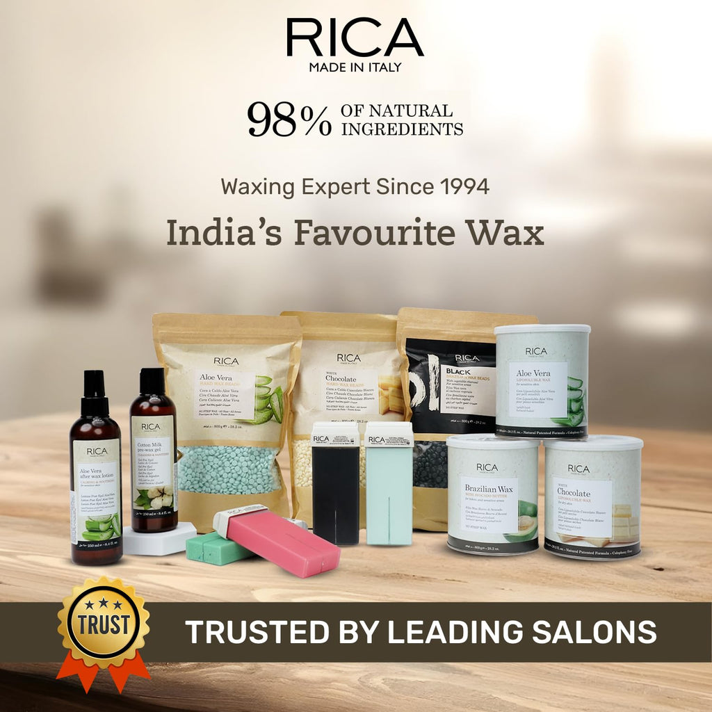 Rica White Chocolate Liposoluble Wax for Dry Skin with Glyceryl Rosinate, Natural Beeswax and Zinc Oxide - 800ml