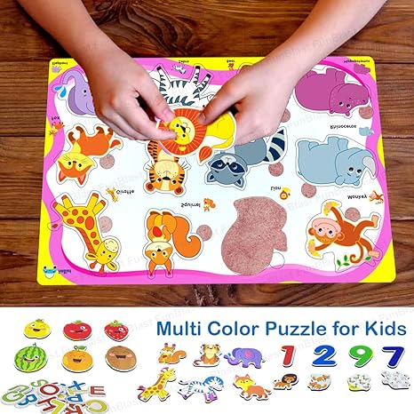 FunBlast Set of 6 Puzzles Wooden Puzzle for Kids Wooden Colorful Learning Educational Board