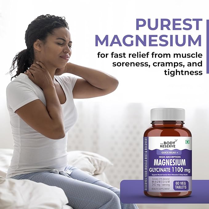 The Body Reserve Magnesium Glycinate Supplement 1100mg Per Serving - 60 tabs