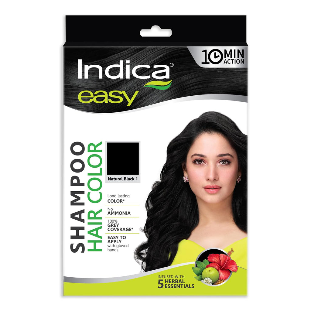 Indica Easy Shampoo Hair Colour Natural Black - 12.5 ml + 12.5 ml