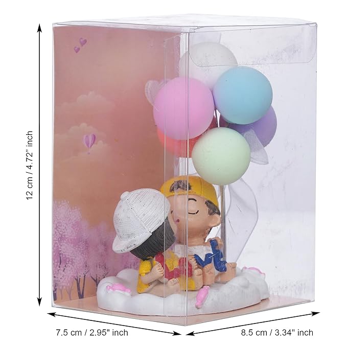 Ecraftindia Cute Couple Statue With Balloons Decorative Showpiece | Valentine Gift
