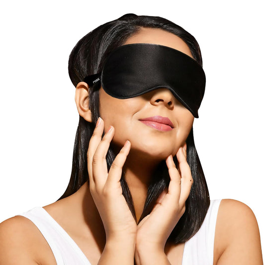 Ross 100% Mulberry Silk Sleep Mask – Luxuriously Soft, Smooth & Breathable Eye Mask for Ultimate Comfort, Deeper Sleep & Complete Darkness – Perfect for Travel, Meditation & Relaxation (Black)