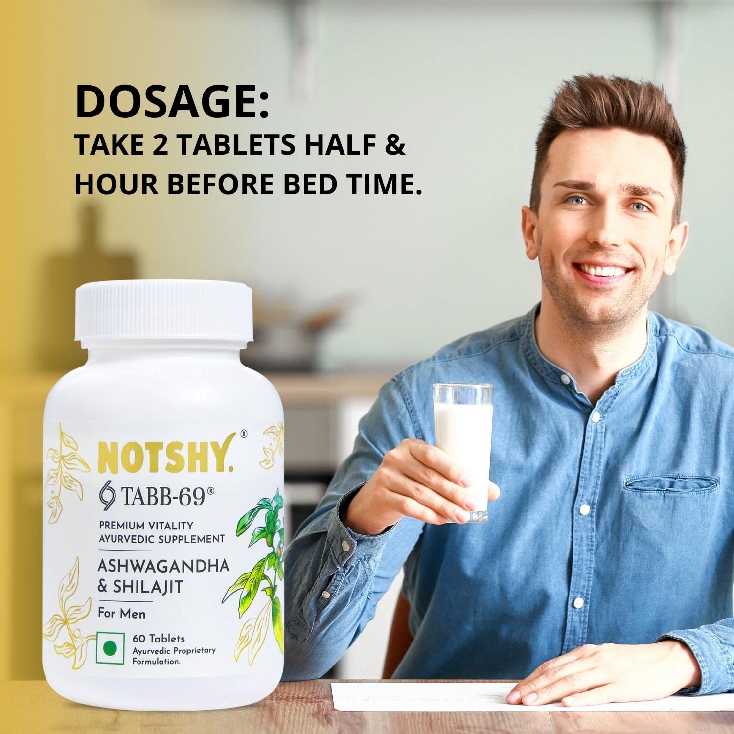 Notshy Tabb-69 Ashwagandha & Shilajit for men - 60 Tab