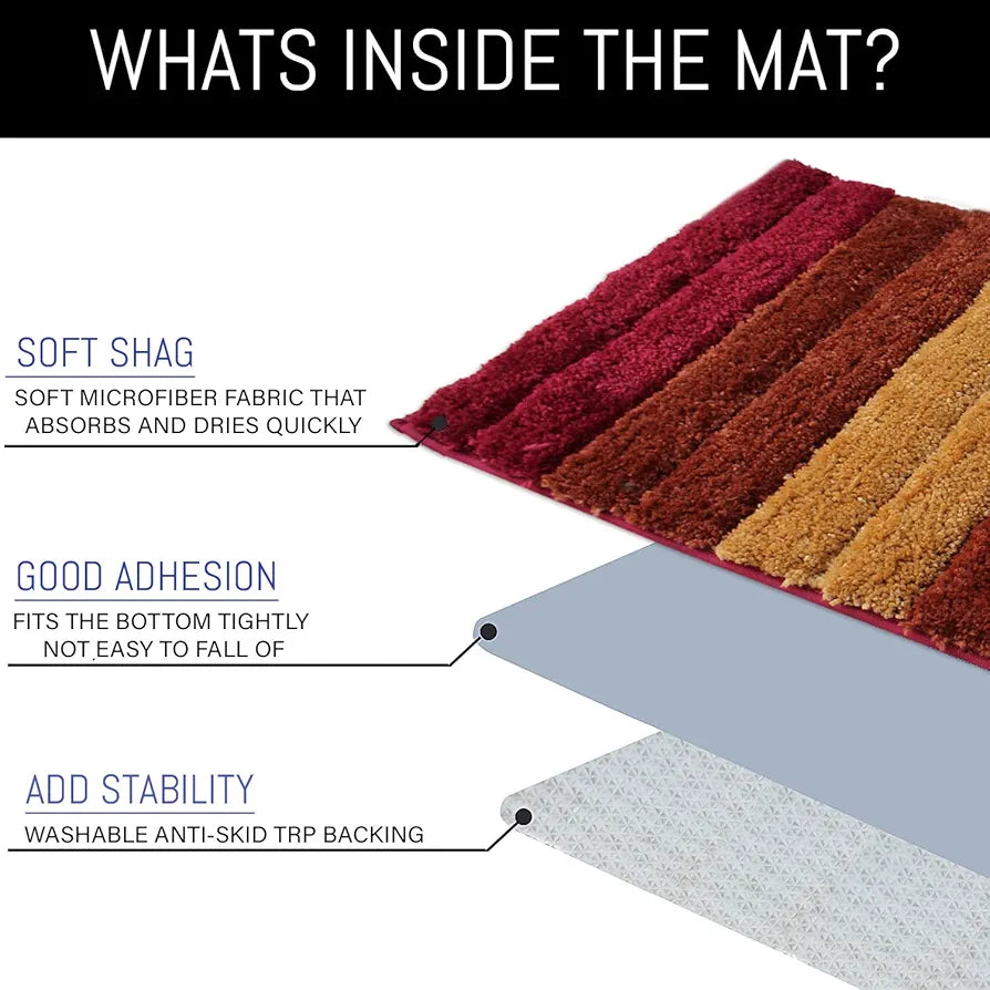 Luxe Home International Microfiber Rectangular Bath mat Soft Anti Slip Skid Luxury Mats 40X60 Cm Cherry (Pack of 2)