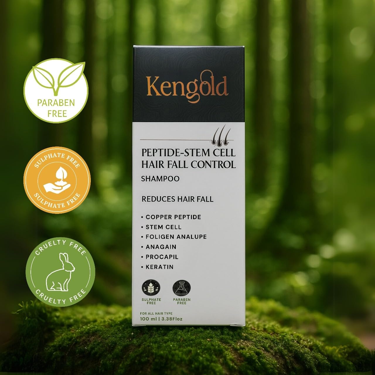 Kengold Natural Peptide- Stem Cell Hair Fall Control Shampoo - 100 ml