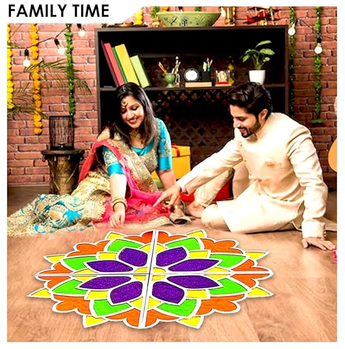 Solobolo Diy Rangoli Mats for Pooja Decoration | 4 Pieces Mdf Lotus Flower Rangoli Stencils for Door Entrance Home Decor