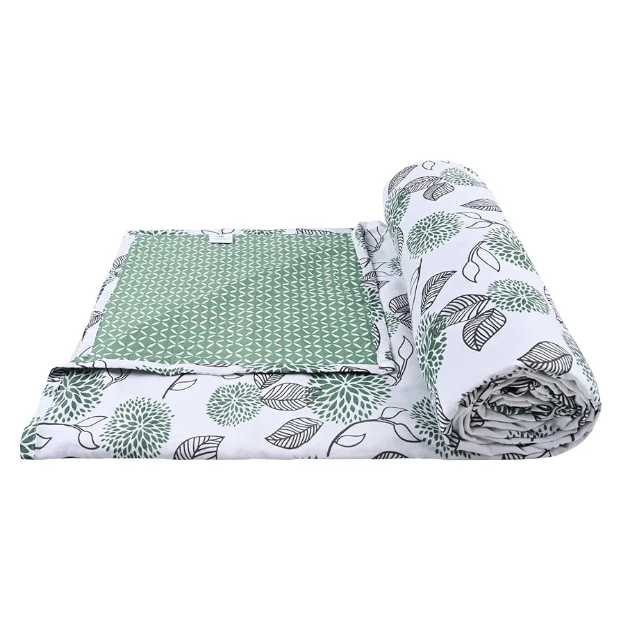Trance Home Linen 150 GSM Pure Cotton Reversible Dohar Single Bed Size Ac Blanket Comforter Soft Light-Weight Bed Blanket 56 X 88 Inch Colour Spring Green
