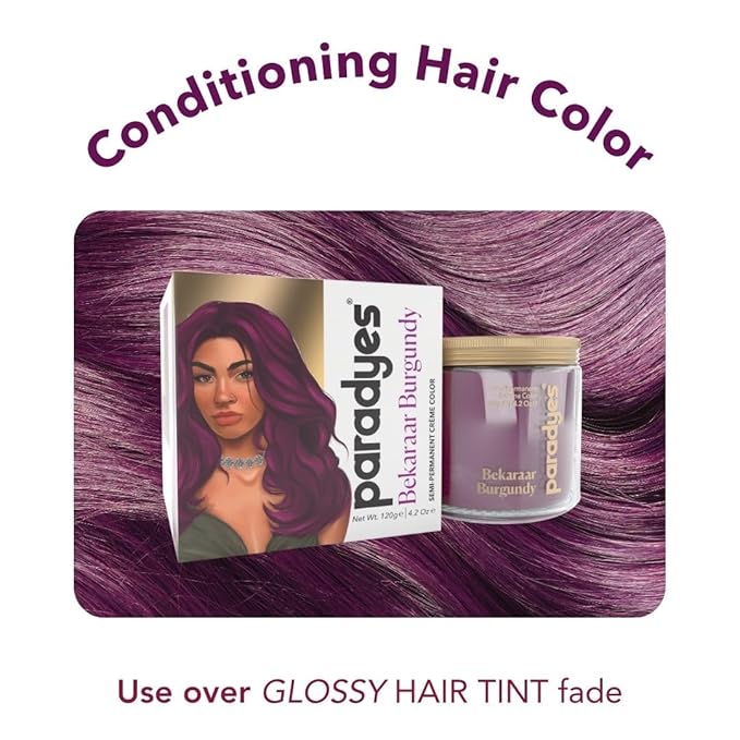 Paradyes Top-up Semi-permanent Bekaraar Burgundy Diy Conditioner Based Hair Colour - 120 Gms