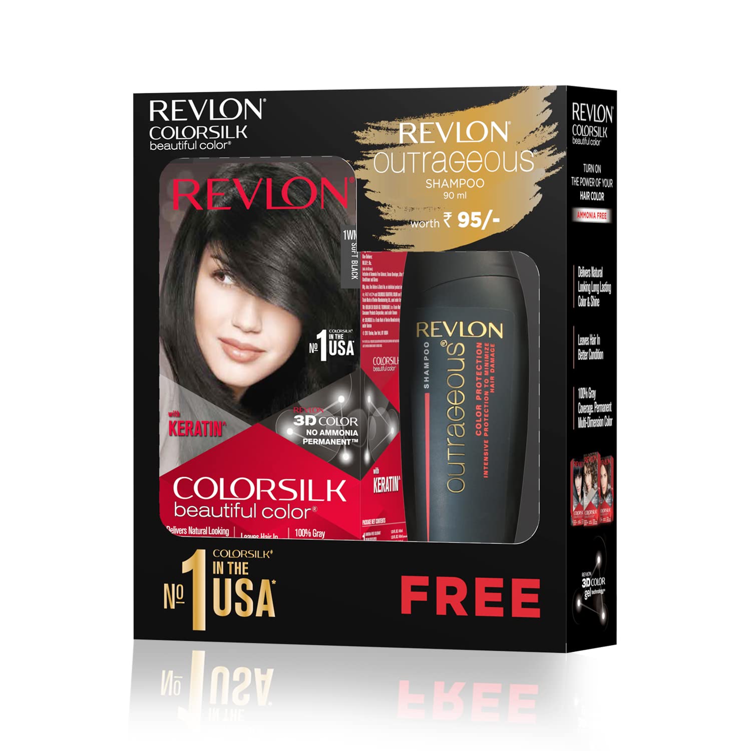 Revlon ColorSilk with Keratin (with Outrageous Shampoo) - 90  ml