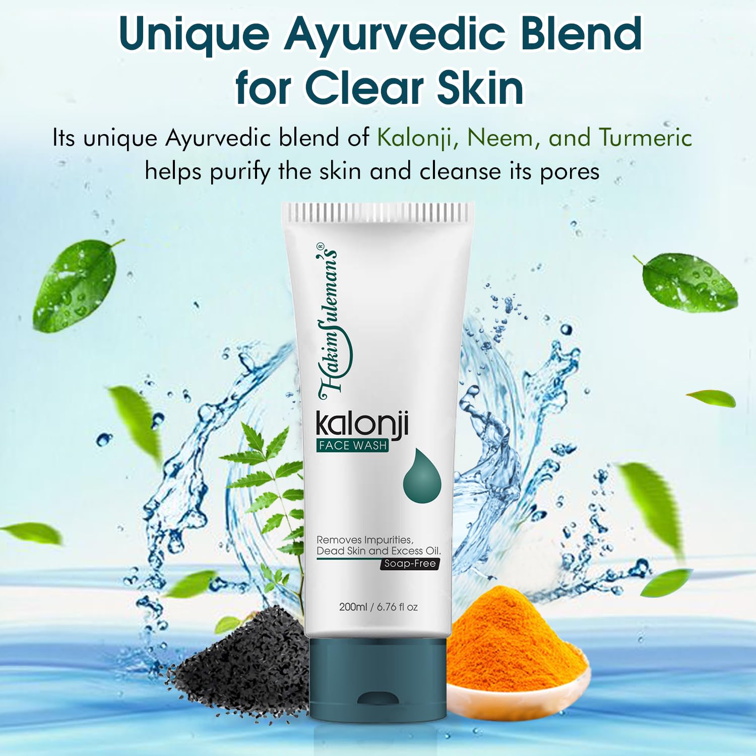 Hakim Suleman's Kaloonji Face wash for Tan Removal Face Cleanser for Men & Women | Normal, Combination or Oily Skin | Gently Exfoliates & Evens Tone | 200ml