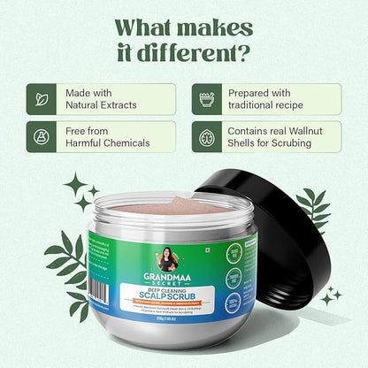 Nidhiâ€™s Grandmaa Secret Scalp Scrub for Dandruff | Reduces Buildup, Dead Skin & Itchiness - 200 Gms
