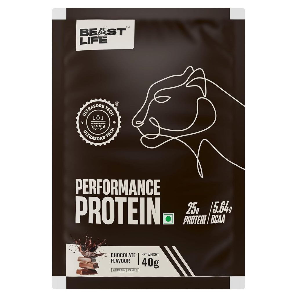 BeastLife Performance Yeast Protein Powder | 25g Protein | Chocolate | Free Shaker | NABL Lab Certified | High Absorption | Ultrasorb Tech | 5.64g BCAA | Beta Glucan | Gut & Immune Support | Pack of 5 | 200g
