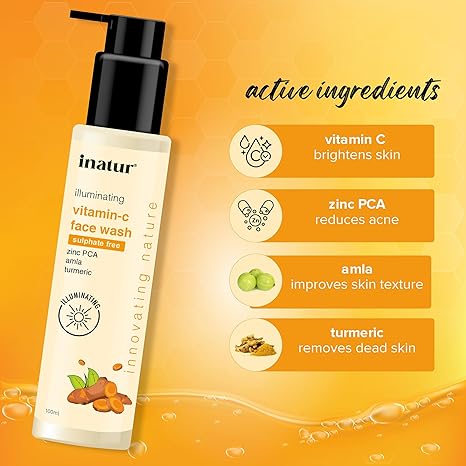 inatur Vitamin C Face Wash Cleanse Hydrate Glow - 100 ml