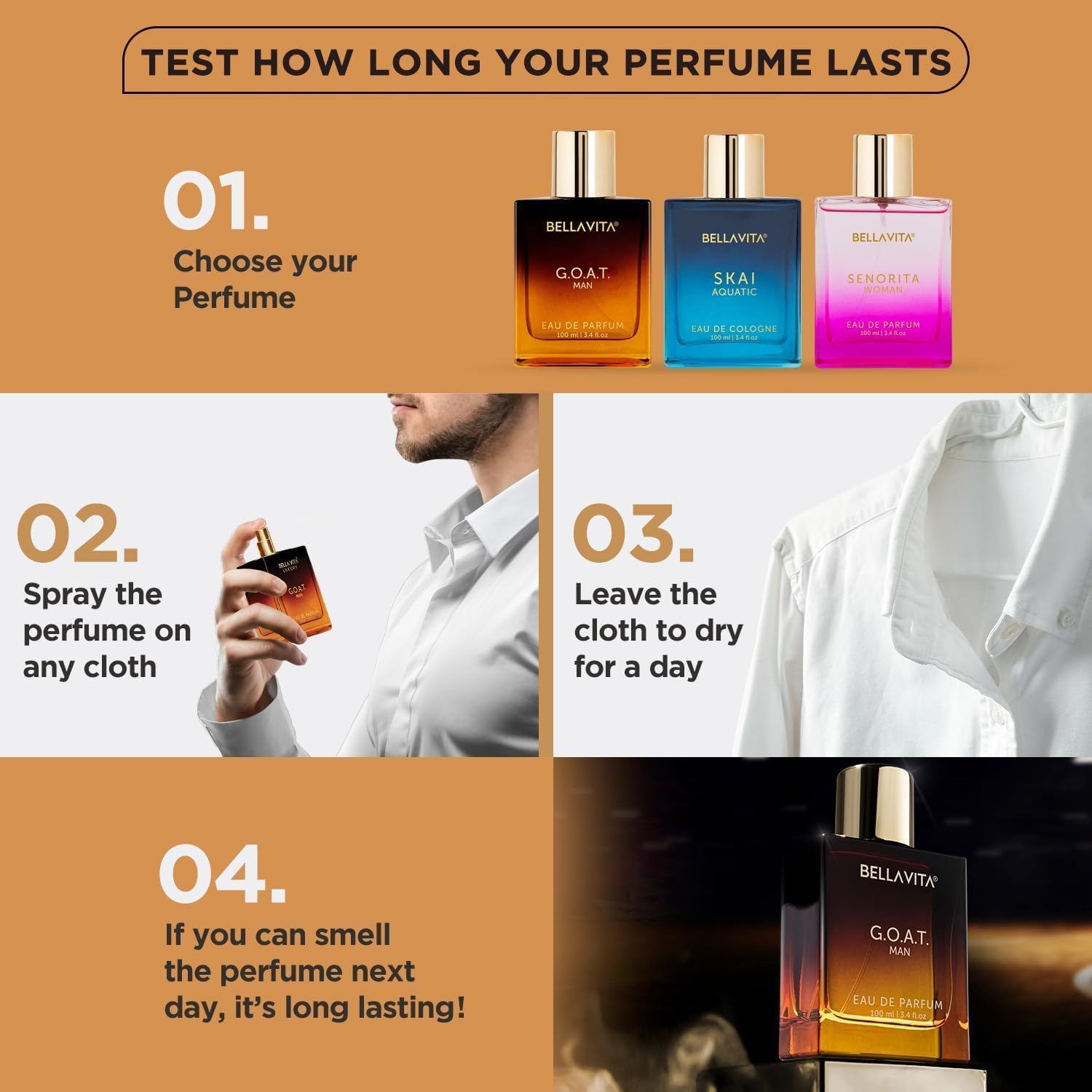Bella Vita Luxury G.O.A.T Long Lasting Perfume | Perfume for Man | Eau De Parfum 100ml | Bergamot, Patchouli & Vetiver | Spicy, Citrus, Woody & Musky Premium Fragrance
