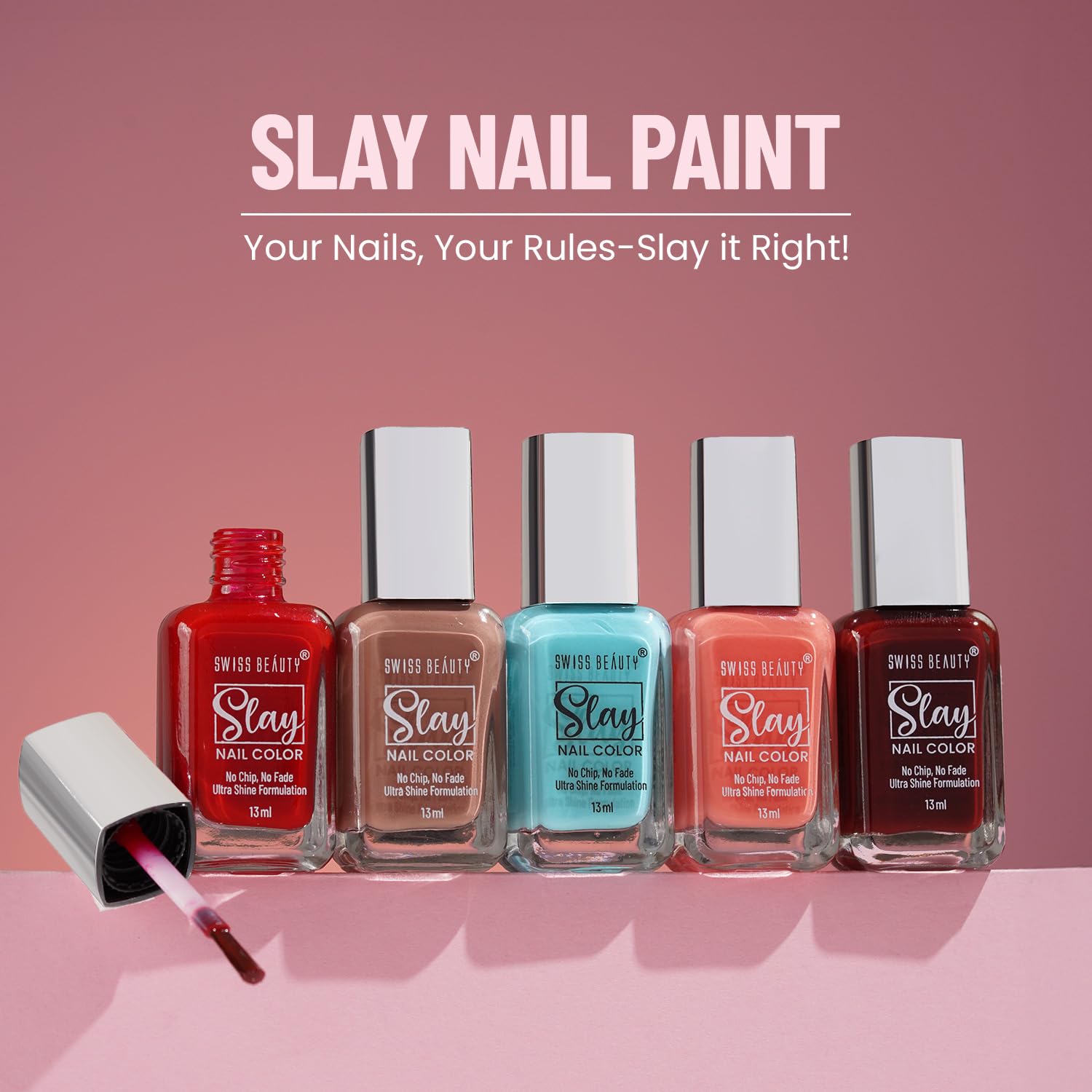Swiss Beauty Slay Nail Colour â€“ Vibrant, Glossy & Long-Lasting - 13 ML, Classic Cream