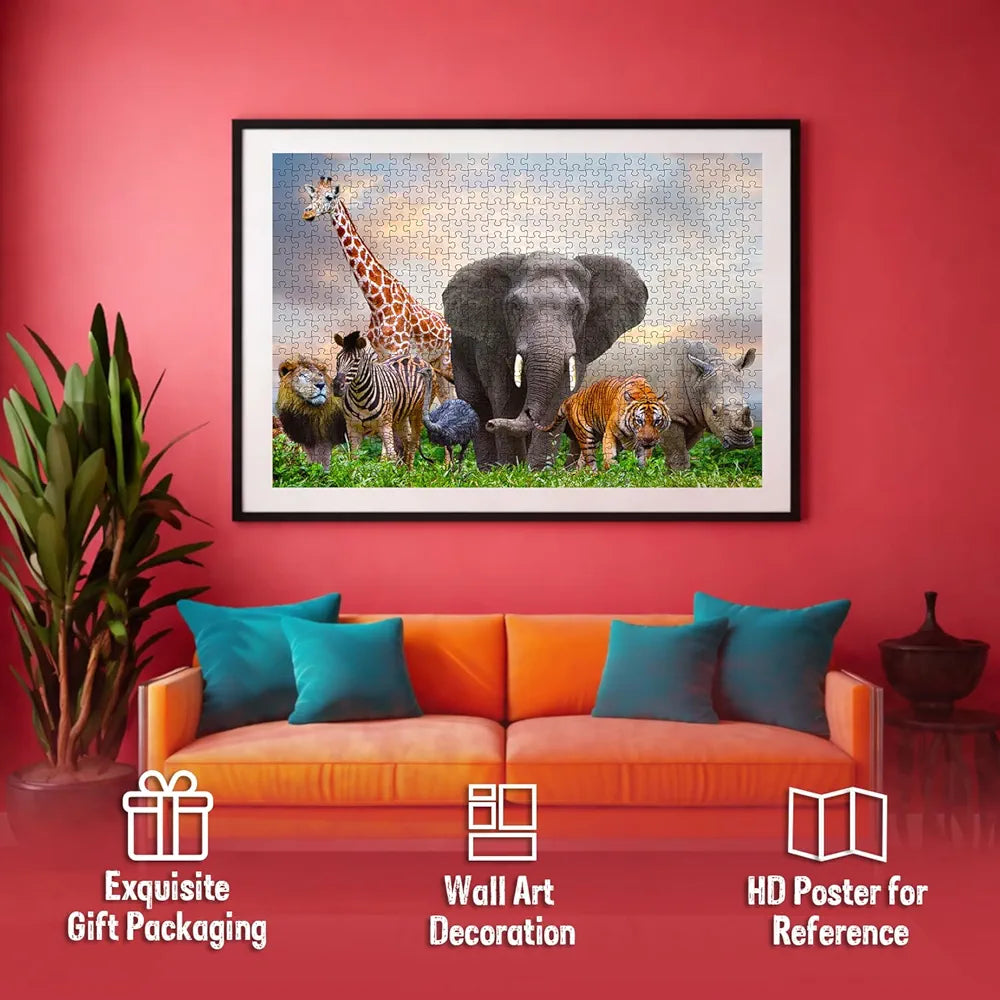 Hello Friend Wild Animals Jigsaw Puzzles for Kids and Children Realistic Illustration