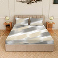 Trance Home Linen Skin Friendly 100% Cotton Printed Fitted Bedsheet for Queen Size Bed with 2 Pillow Cover Premium 180TC Colour Fairy Lines