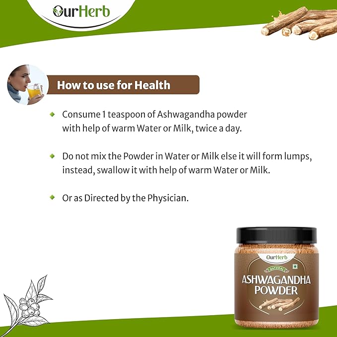 OurHerb Pure & Natural Ashwagandha Powder - 100 gms
