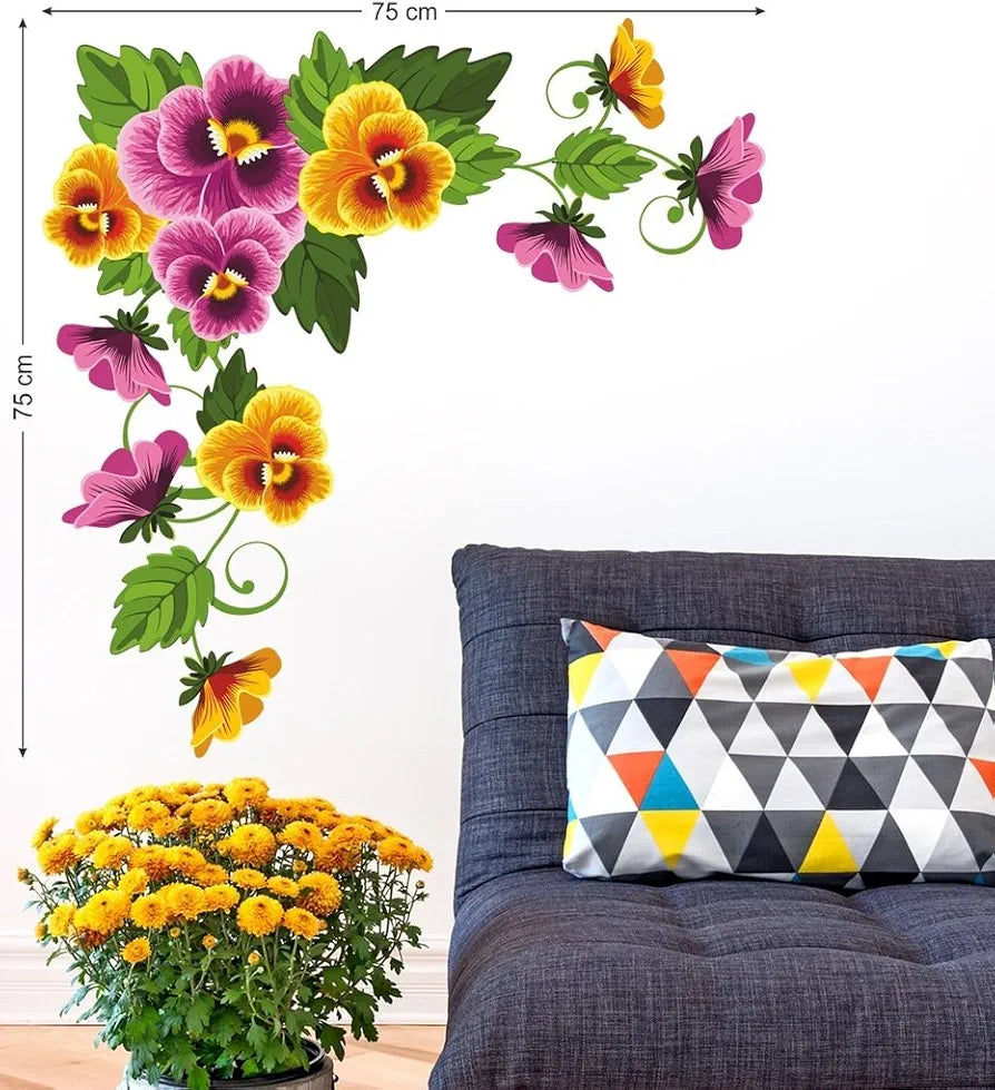 Decals Design Viola Flower Branch Wall Sticker Multicolour