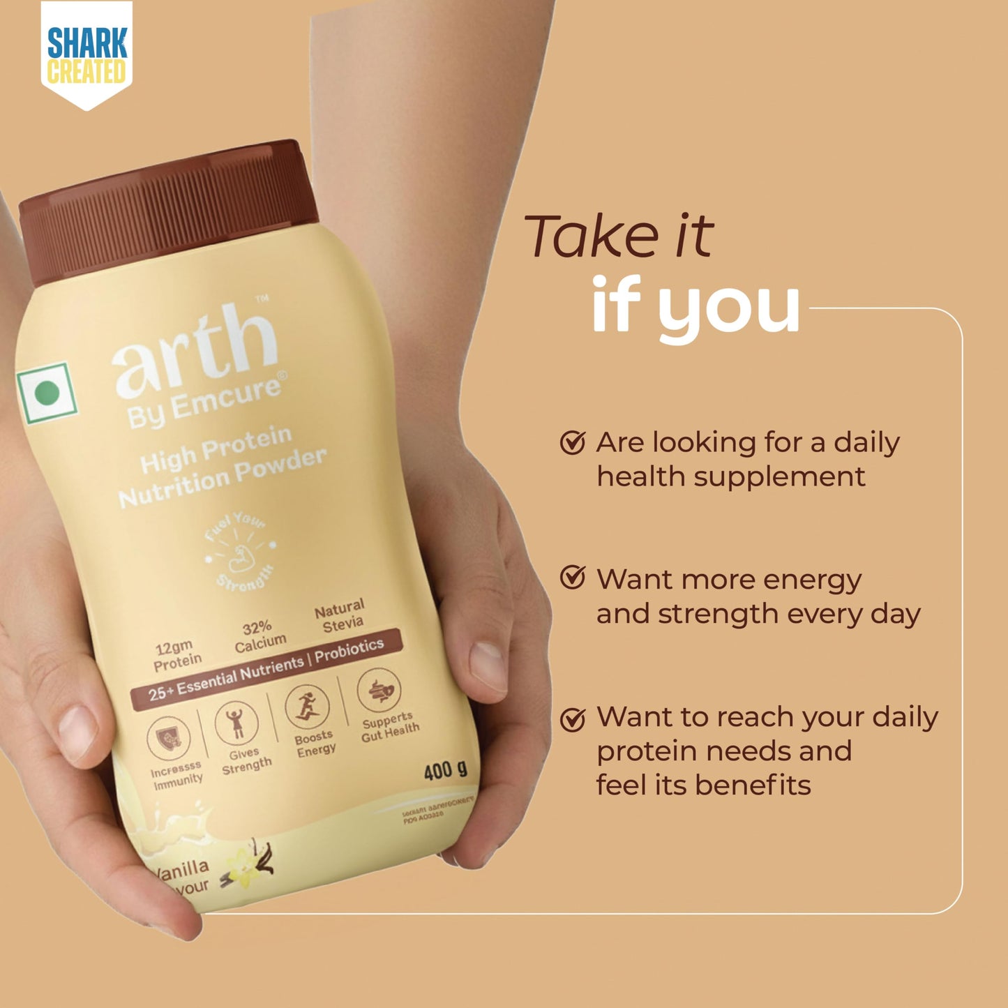 Arth High Protein Nutrition Powder - Vanilla Flavour