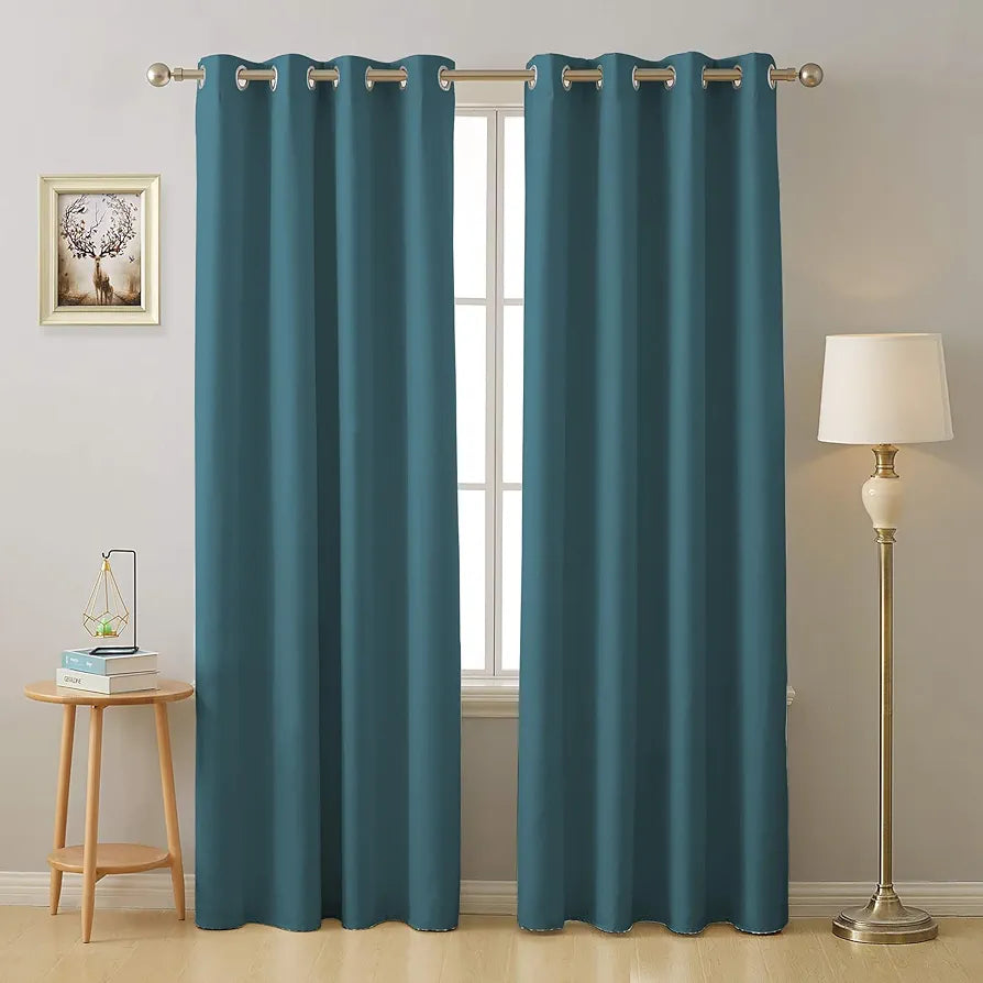 Cloth Fusion Blackout Door Curtains 9 Feet Long Set of 2 Prussian Blue Colour