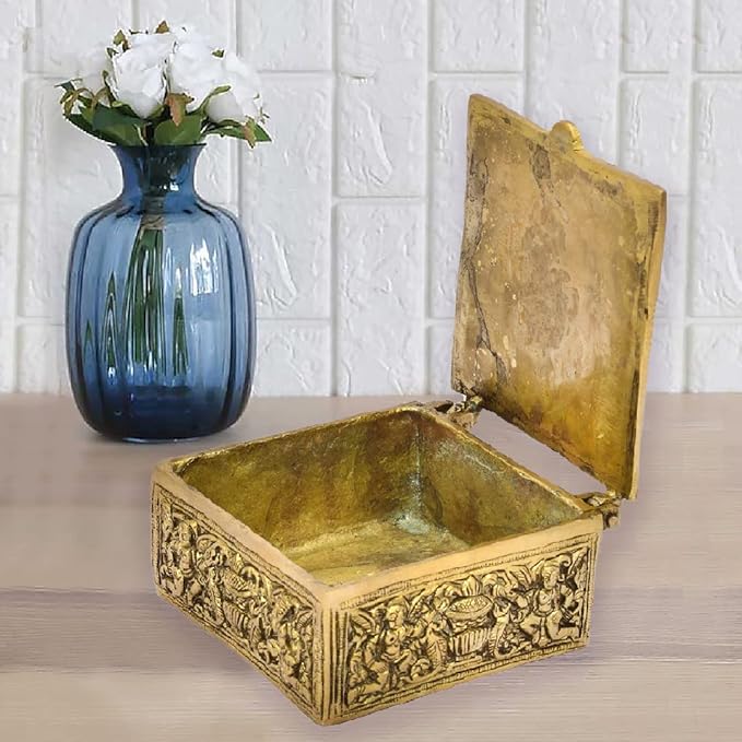 The Advitya Brass Ganesha Idol Multipurpose Decorative Storage Box | Pooja Temple, Home Decor