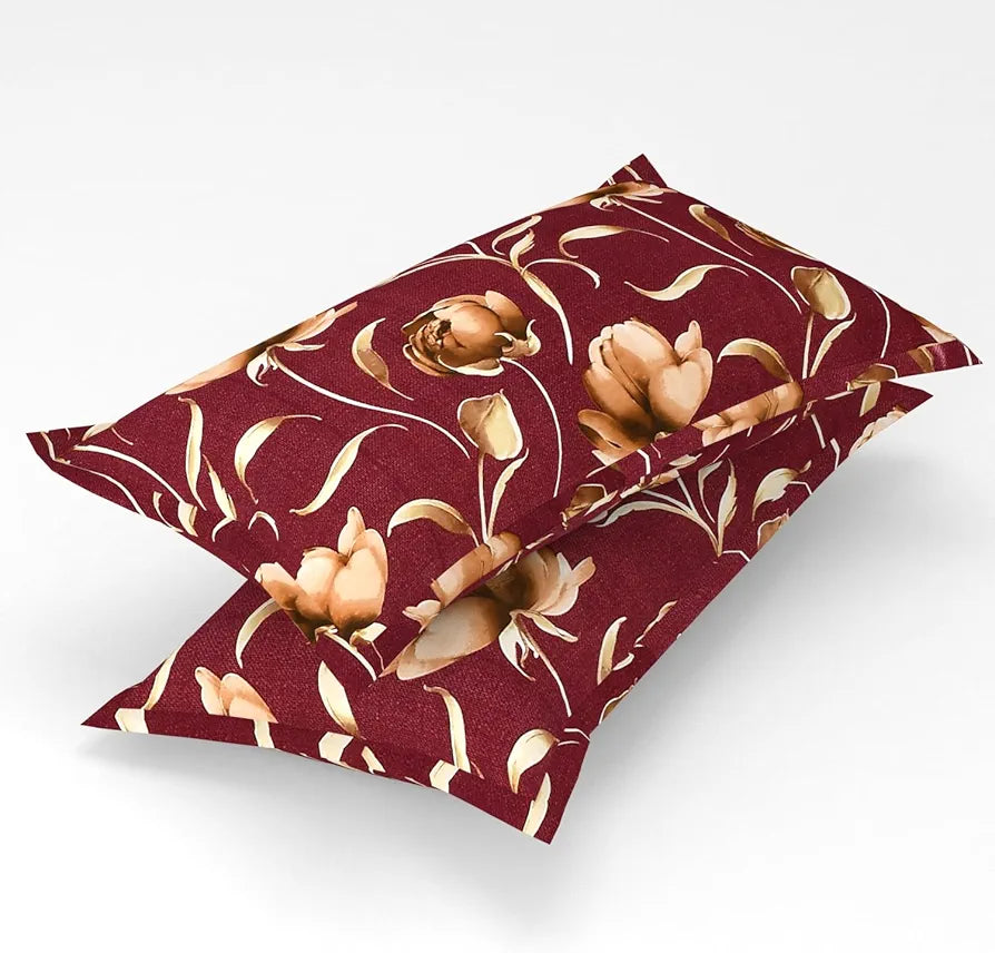 Homefab India 160 TC Glace Cotton Double BedSheet with 2 Pillow Covers Multicolor Floral