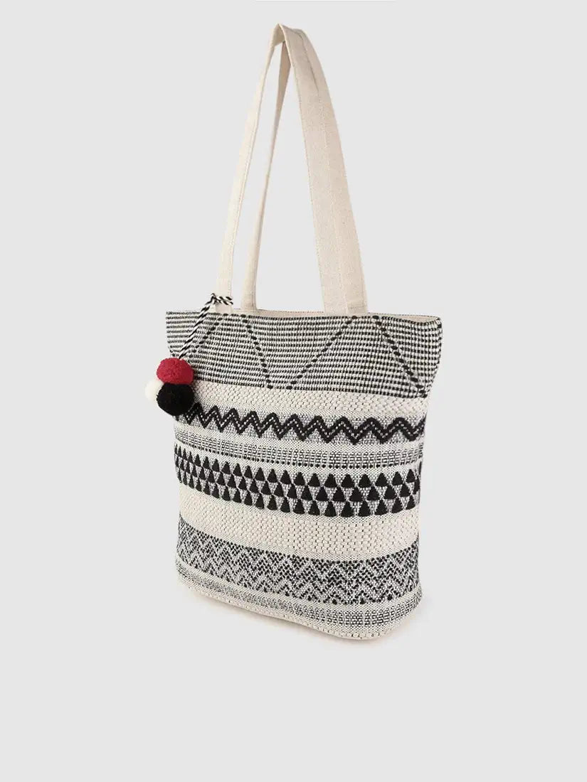K London Alii And Aliizey Tote Bag For Women With Zip Bag Colour Cream Black