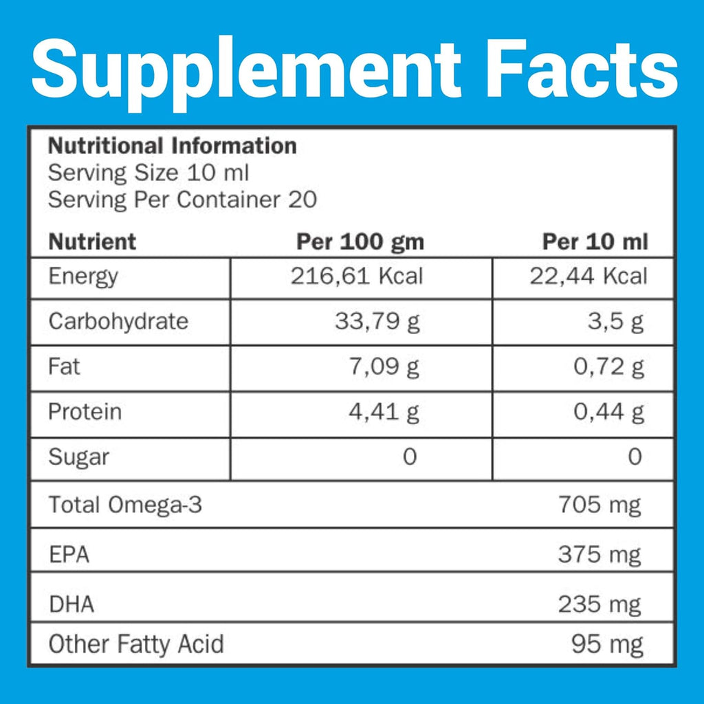 Health Supplement Syrup with Fish Oil (Omega-3, EPA, DHA) For Brain Health & Immunity (225 ml)
