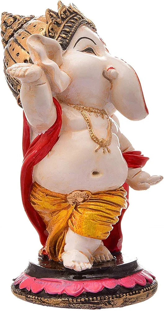 Nrson Indian Handcrafted Polyresin Ceramic Eco Friendly Lord Ganesh Idol Figurine Dancing Ganesha